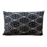 VELVET IKAT PILLOW COVER BLACK SILVER Q11